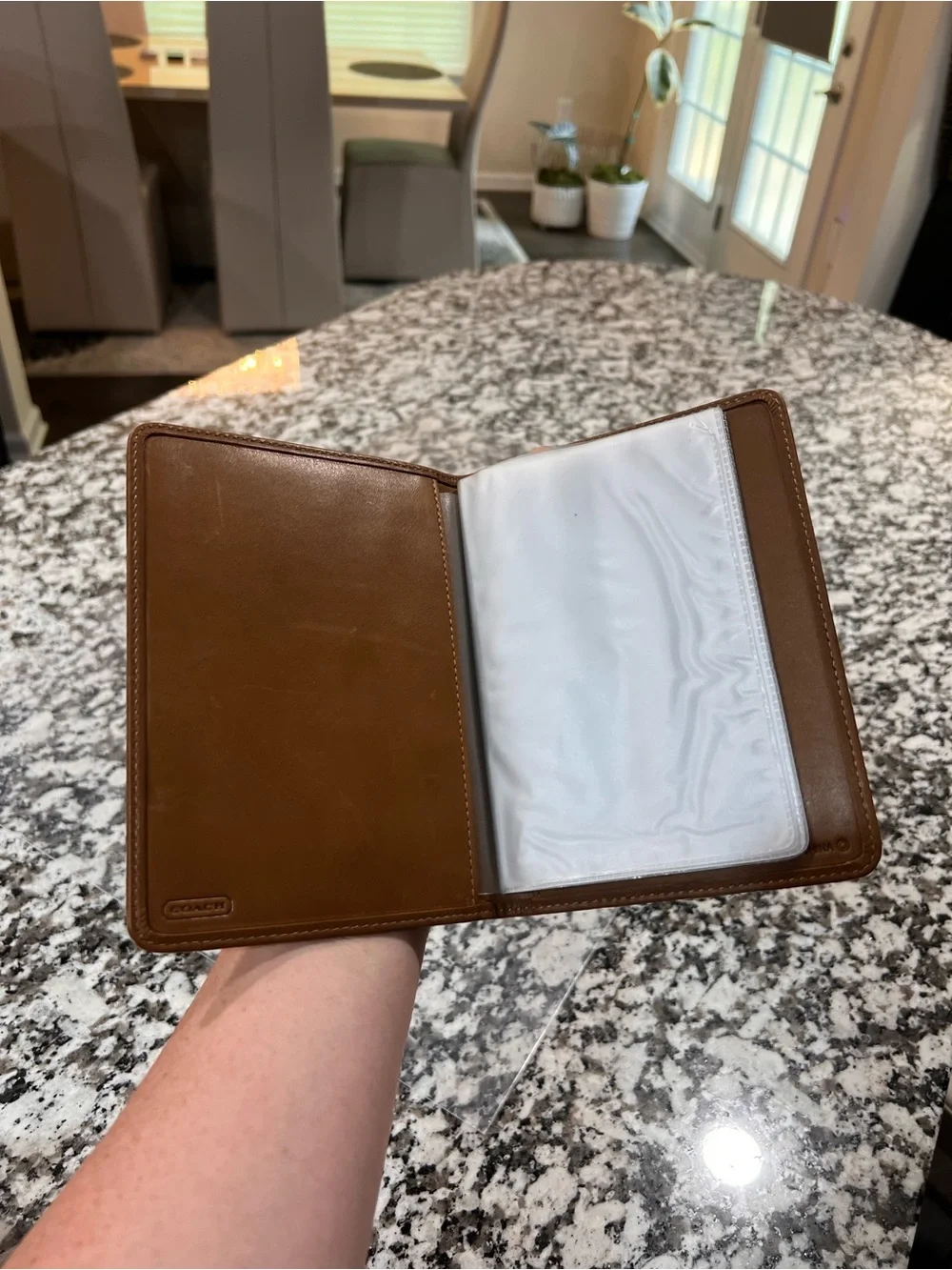 Vintage COACH Logo CC Signature Brown Passport Case/Holder Canvas/Leather